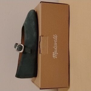 Madewell The Mary Jane Flat In Suede Architect Green Size 7 NIB